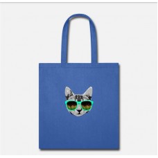 Music Cat With Glasses 1 Royal Blue Tote Bag